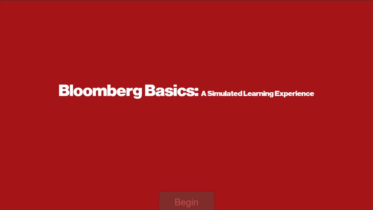 Title screen of the Bloomberg Basics simulated learning experience